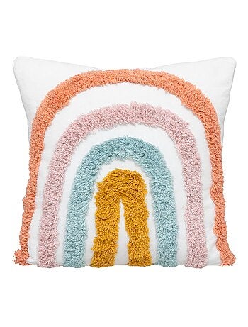 Coussin enfant en coton tufté ARC EN CIEL