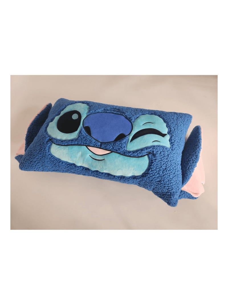 Coussin et Plaid 2 en 1 - Stitch - Bleu - 75x45 cm Bleu - Kiabi