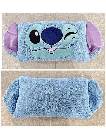 Coussin et plaid 2 en 1 - stitch - bleu clair - 35x58 cm
