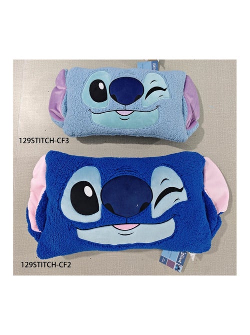 Coussin et Plaid 2 en 1 - Stitch - Bleu claire - 35x58 cm - Kiabi