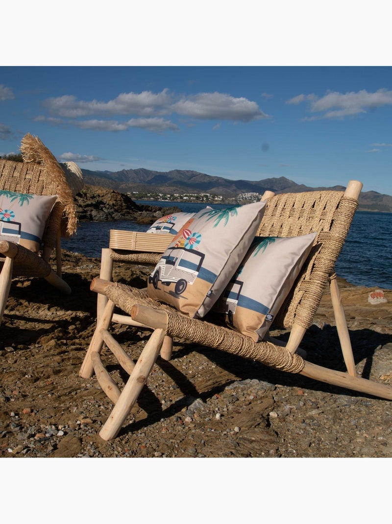 Coussin extérieur décoratif à motif estival Beige coquille - Kiabi