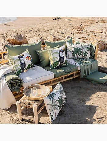 Coussin extérieur déperlant toucan