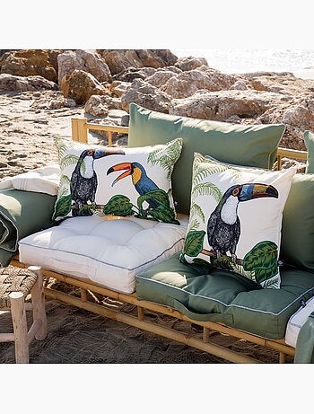 Coussin extérieur déperlant toucan