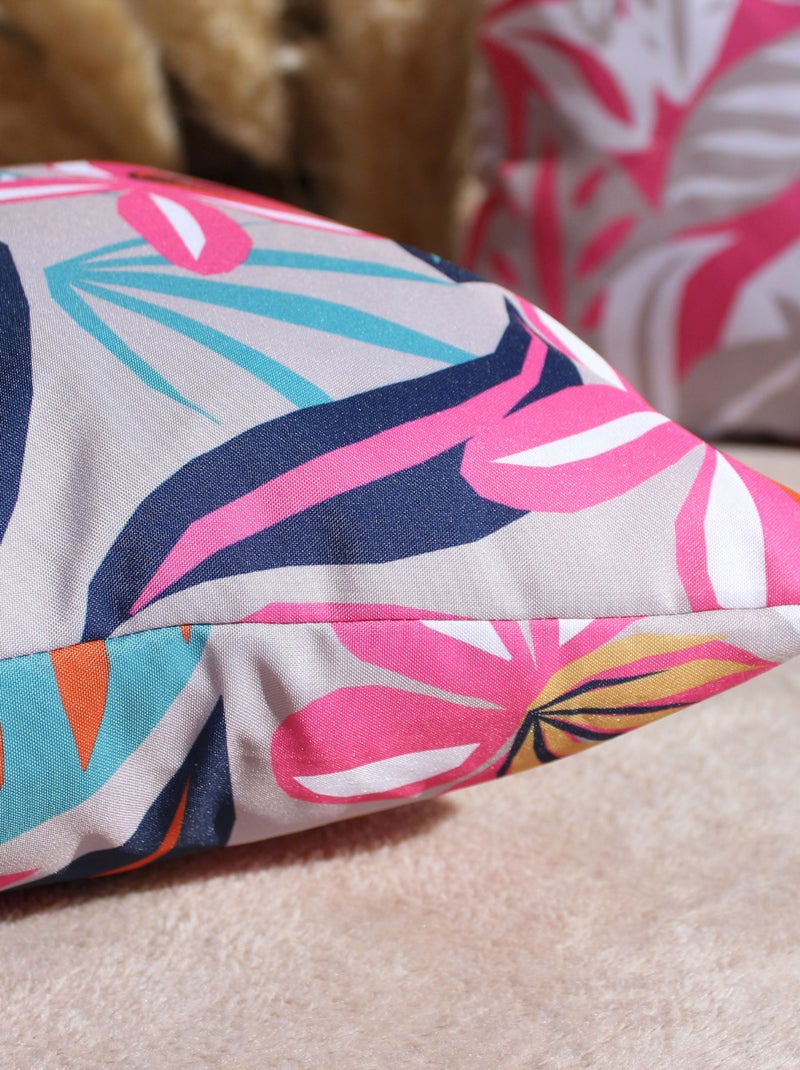 Coussin extérieur impression fleurie Rose fushia - Kiabi