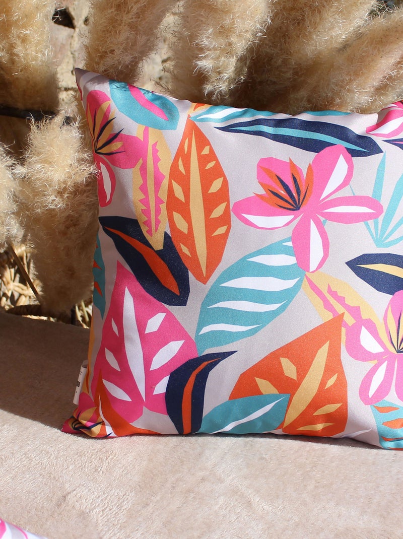 Coussin extérieur impression fleurie Rose fushia - Kiabi