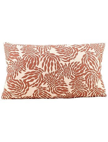 Coussin extérieur motif floral terracotta 30x50cm