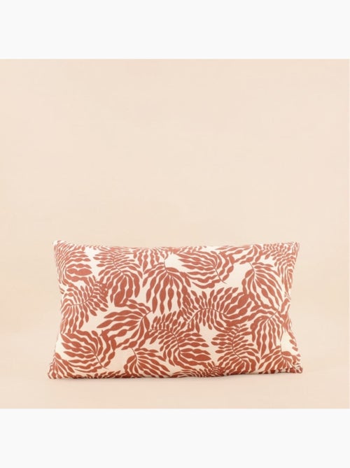 Coussin extérieur motif floral terracotta 30x50cm - Kiabi