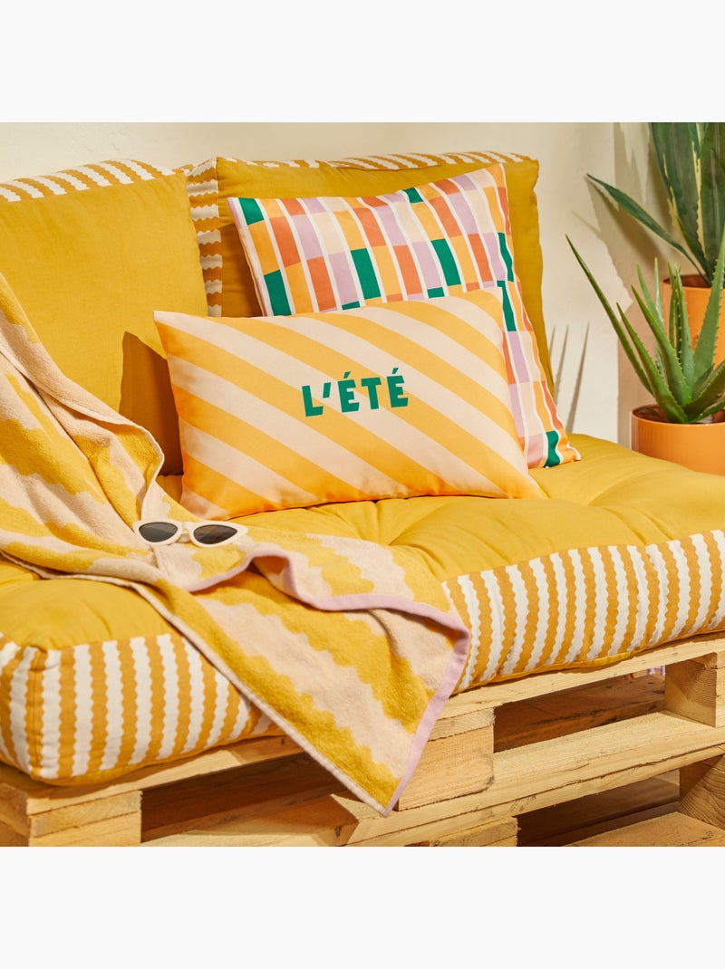 Coussin extérieur rayé "L'été" Jaune - Kiabi