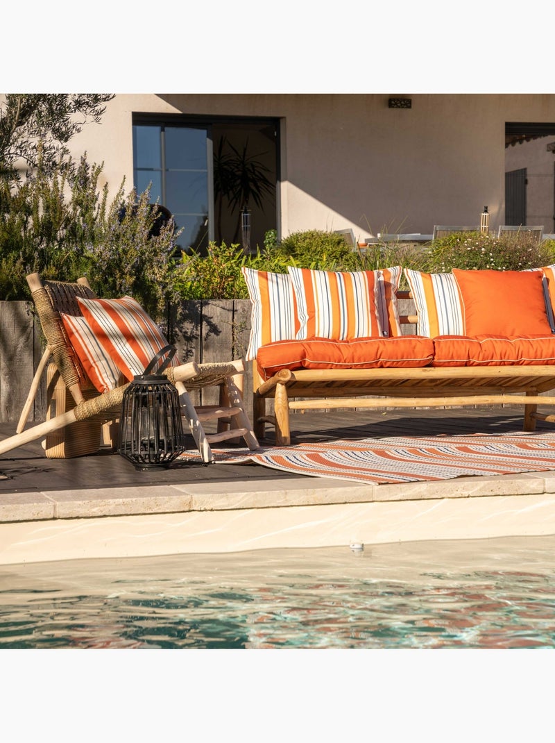 Coussin extérieur rayé Orange - Kiabi