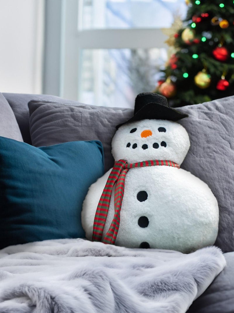 Coussin fantaisie 32x40 cm BONHOMME DE NEIGE, par Soleil d'Ocre Blanc - Kiabi