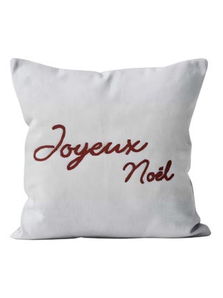 Coussin fantaisie pur coton 45x45 cm JOYEUX NOEL, par Soleil d'Ocre