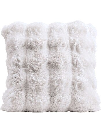 Coussin fausse fourrure 3d blanc 45x45cm