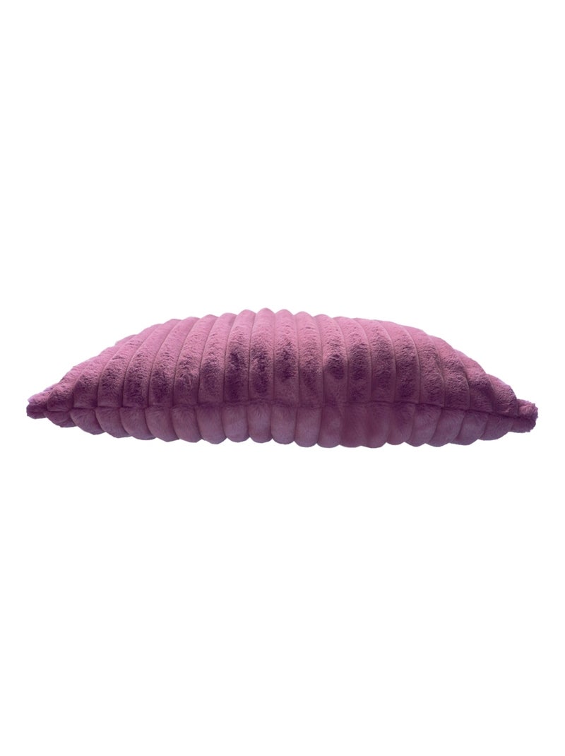 Coussin fausse fourrure côtelé ALBA 50x70 Prune - Kiabi