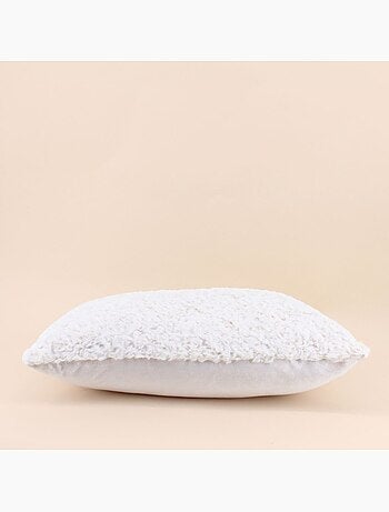 Coussin fausse fourure blanche 40x60cm