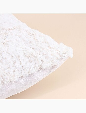 Coussin fausse fourure blanche 40x60cm
