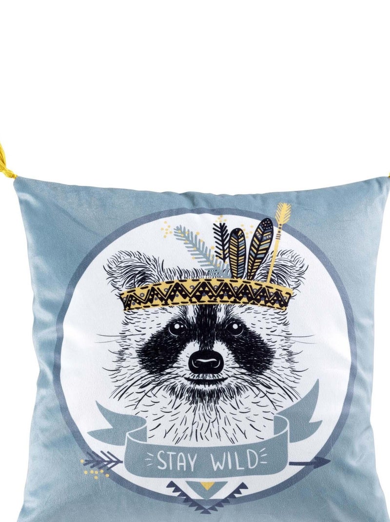 Coussin Filou le raton laveur indien Bleu - Kiabi