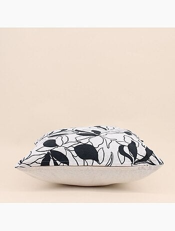 Coussin fleuri noir et blanc 40x40cm