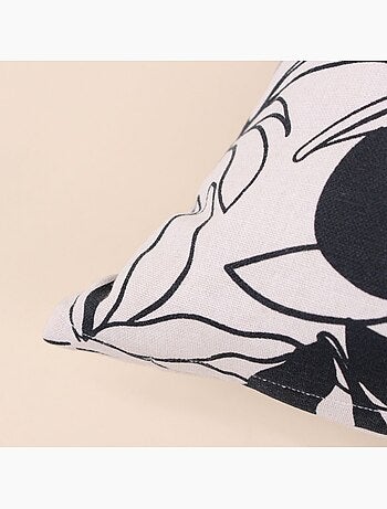 Coussin fleuri noir et blanc 40x40cm