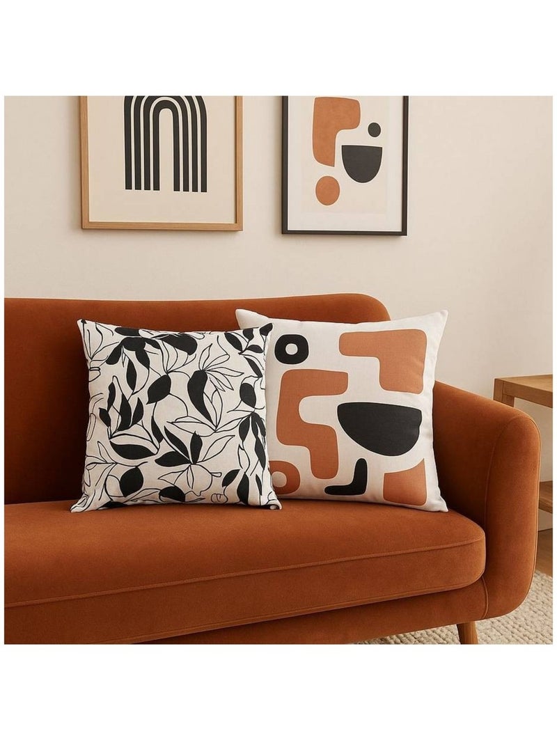Coussin fleuri noir et blanc 40x40cm Blanc - Kiabi