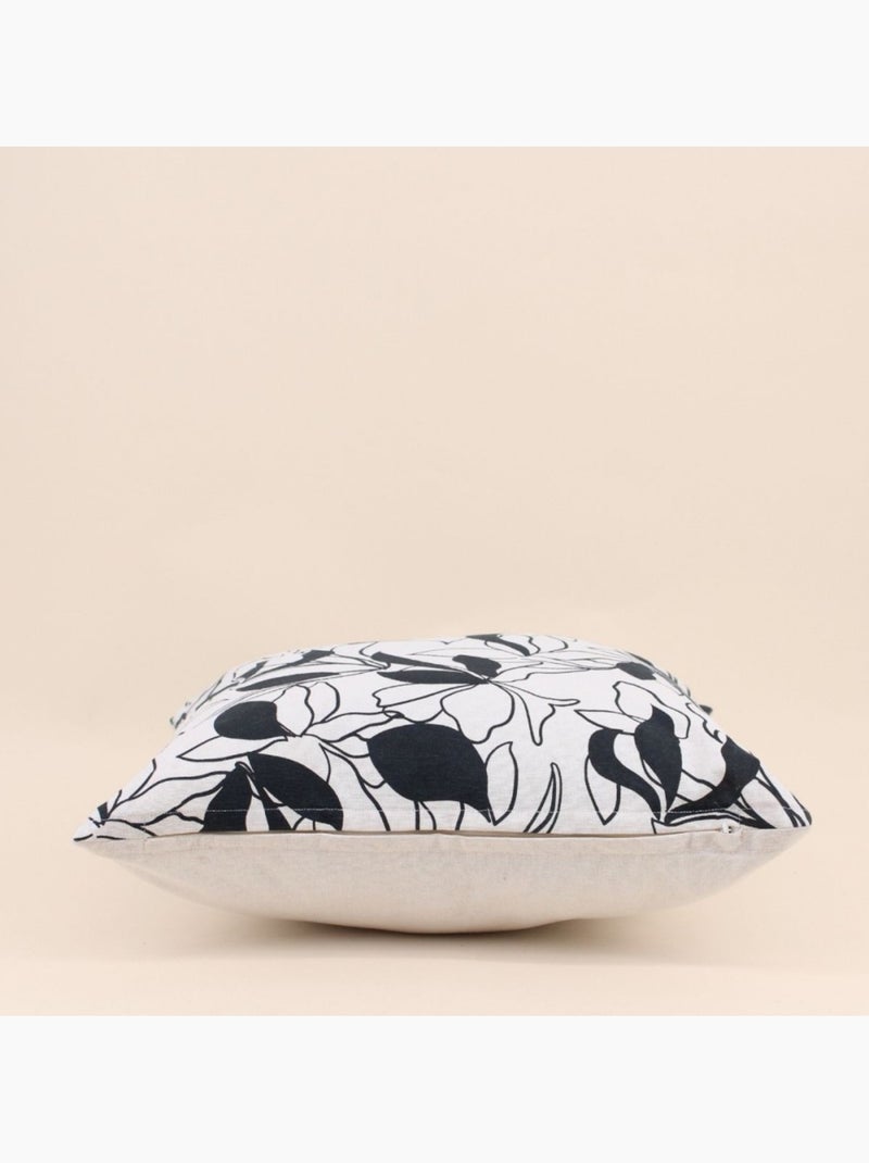 Coussin fleuri noir et blanc 40x40cm Blanc - Kiabi