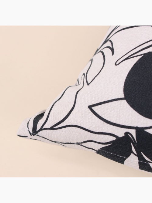 Coussin fleuri noir et blanc 40x40cm - Kiabi