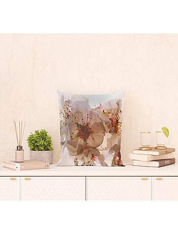 Coussin fleurs blanches - 45 cm x 45 cm