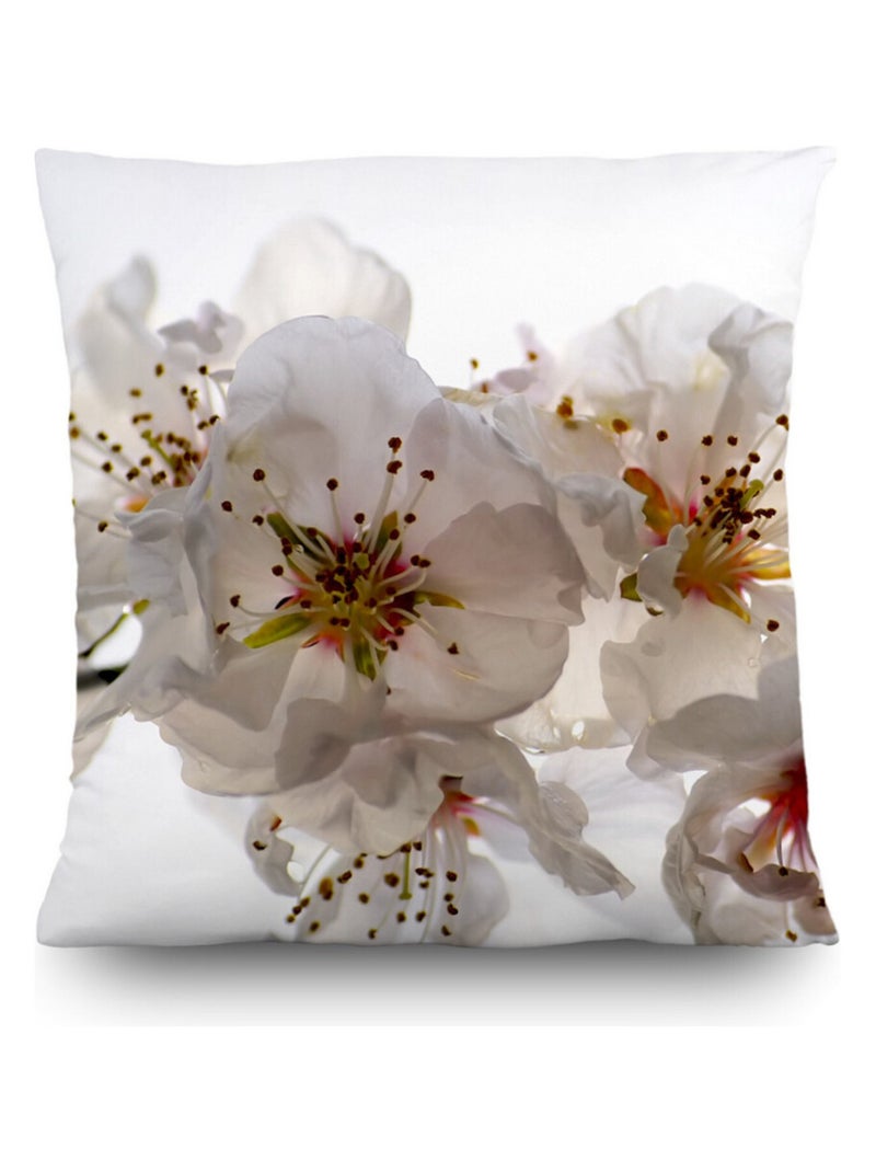 Coussin fleurs blanches - 45 cm x 45 cm Blanc - Kiabi