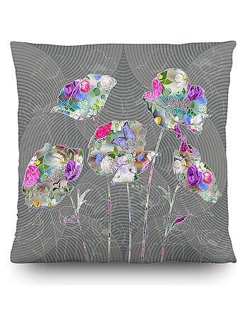 Coussin fleurs de couleurs - 45 cm x 45 cm