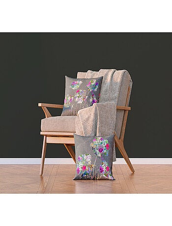 Coussin fleurs de couleurs - 45 cm x 45 cm