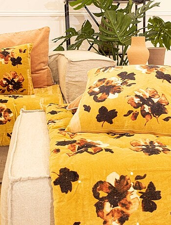 Coussin floral en velours
