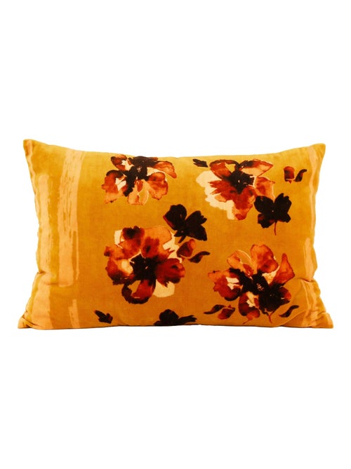 Coussin floral en velours - Kiabi