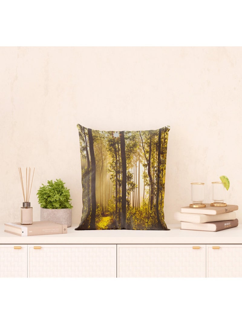 Coussin foret arbre verdure - 45 cm x 45 cm Multicolore - Kiabi