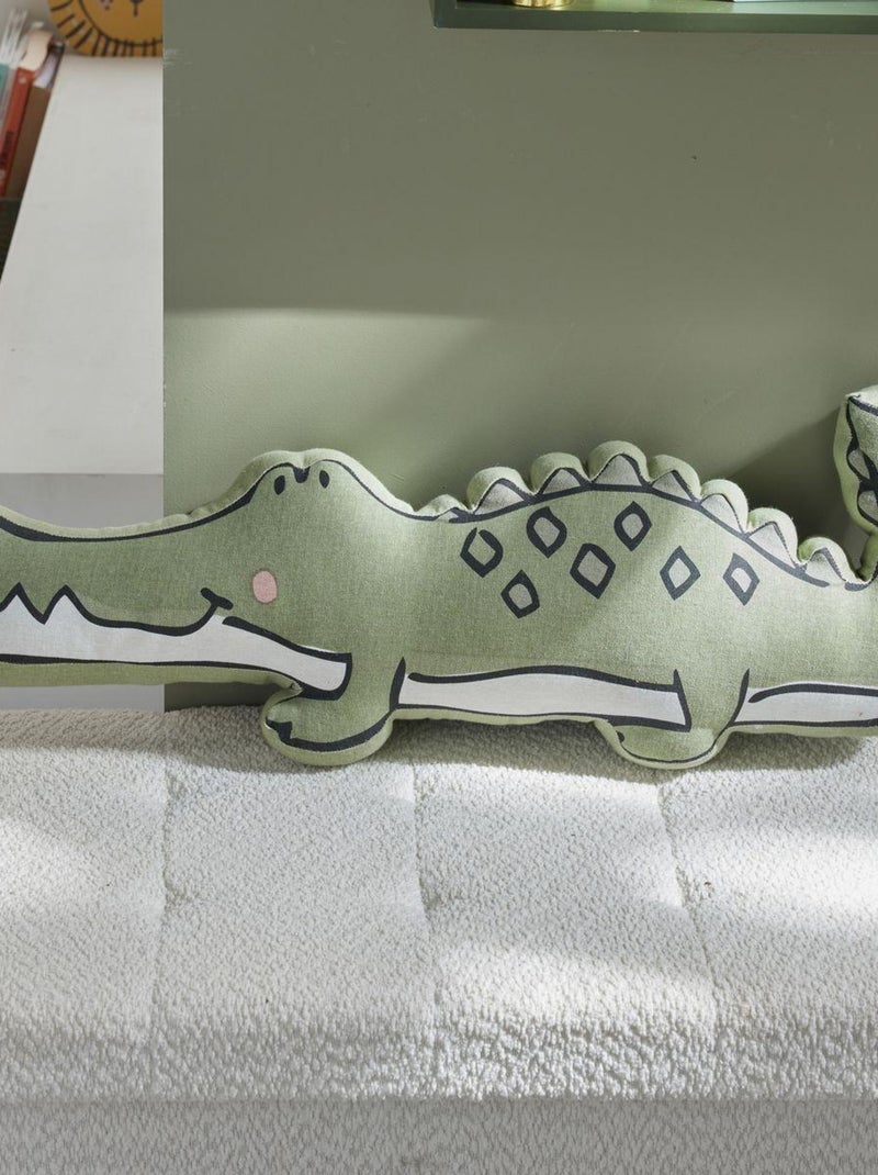 Coussin forme crocodile coton LE ROI DE LA JUNGLE Vert - Kiabi