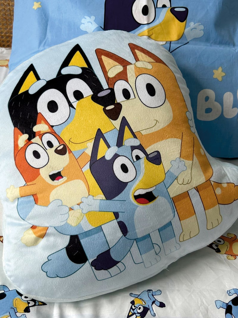 Coussin forme imprimé 100% Polyester, BLUEY FAMILY Bleu - Kiabi