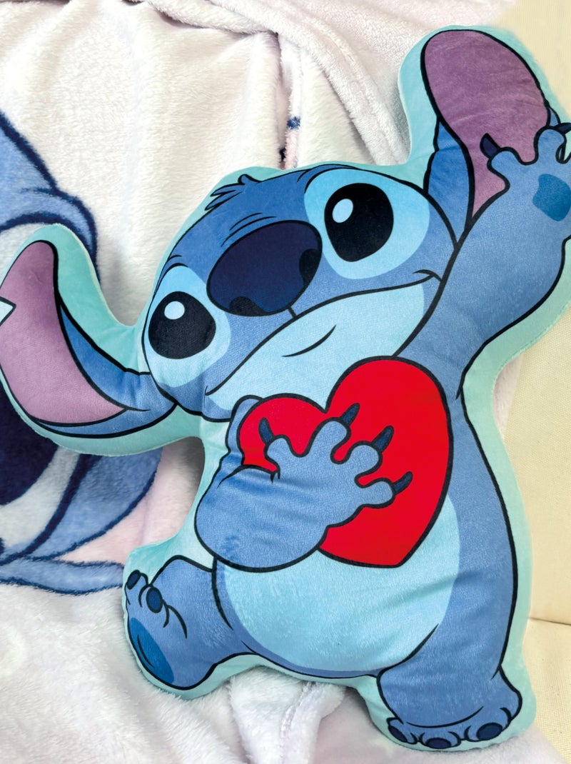 Coussin forme imprimé 100% Polyester, DISNEY HOME STITCH LOVE Bleu - Kiabi