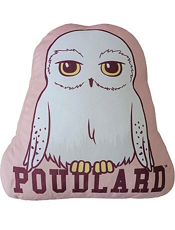 Coussin forme imprimé 100% polyester, harry potter hedwige