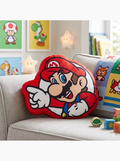 Coussin forme imprimé 100% Polyester, SUPER MARIO LEVEL UP - Kiabi