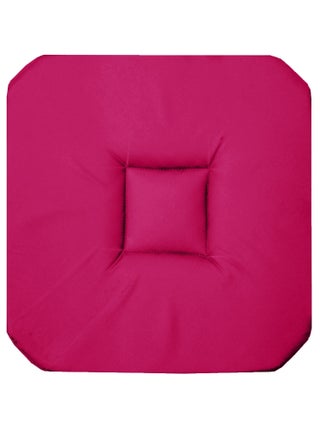 Coussin galette de chaise 4 rabats 36 x 36 cm rose fushia panama