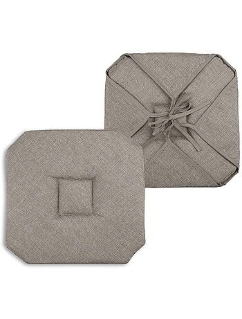 Coussin galette de chaise 4 rabats 40x40cm anthracite chinee