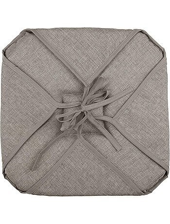Coussin galette de chaise 4 rabats 40x40cm anthracite chinee