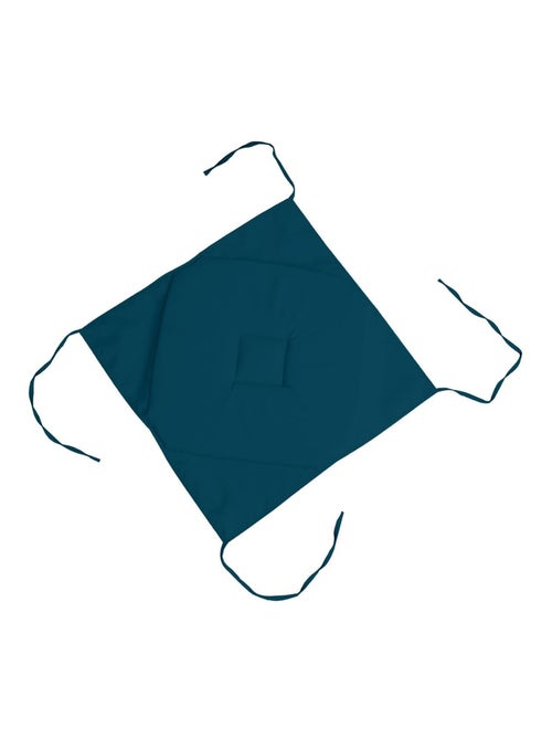 Coussin galette de chaise 4 rabats bleu canard 40x40cm - Kiabi