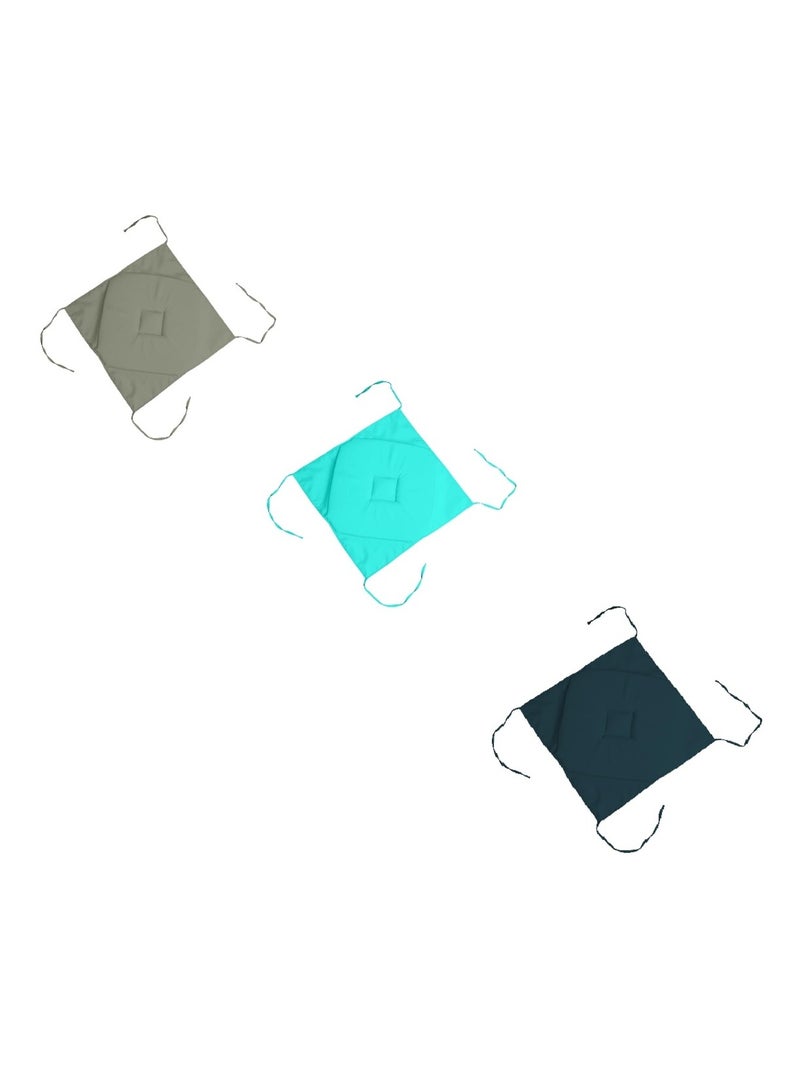 Coussin galette de chaise 4 rabats collection Passion Bleu pétrole - Kiabi