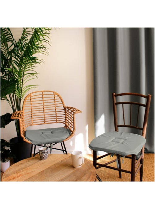 Coussin galette de chaise 4 rabats mastic 40x40cm - Kiabi