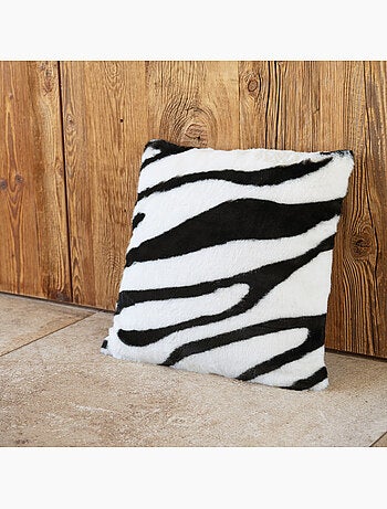 Coussin garni à motif zèbre avec dos en velours
