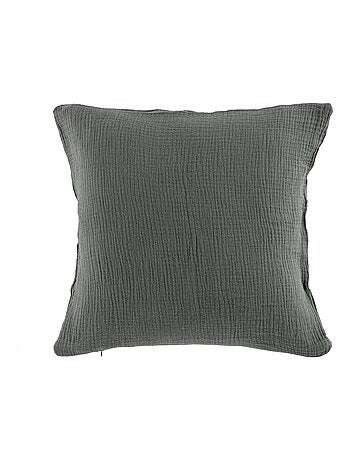 Coussin gaze de coton 40x40cm Angeliase anthracite