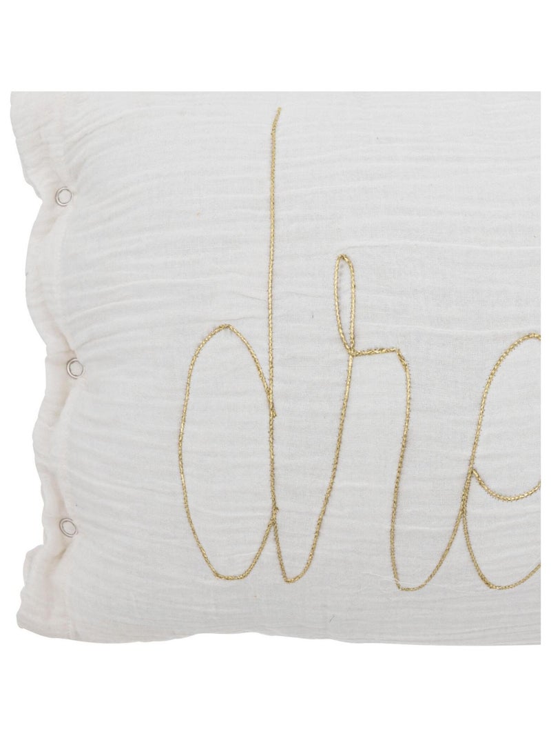 Coussin gaze de coton avec mot doux Blanc - Kiabi