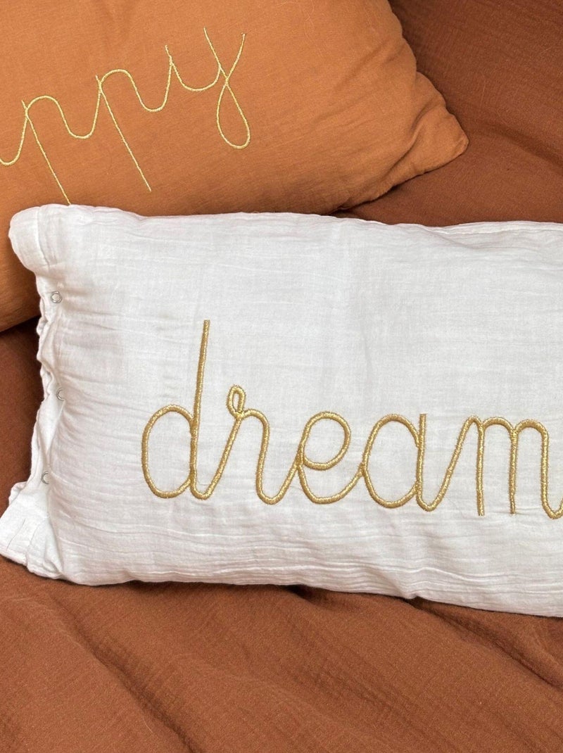 Coussin gaze de coton avec mot doux Blanc - Kiabi