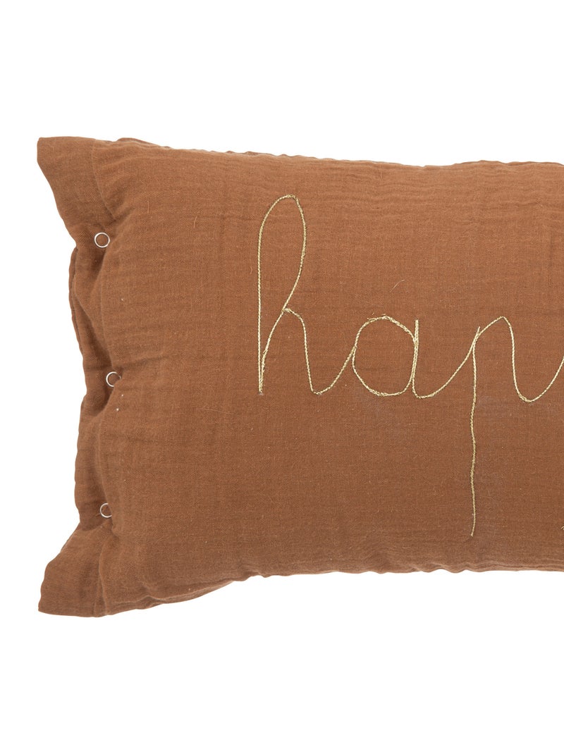 Coussin gaze de coton avec mot doux Marron - Kiabi