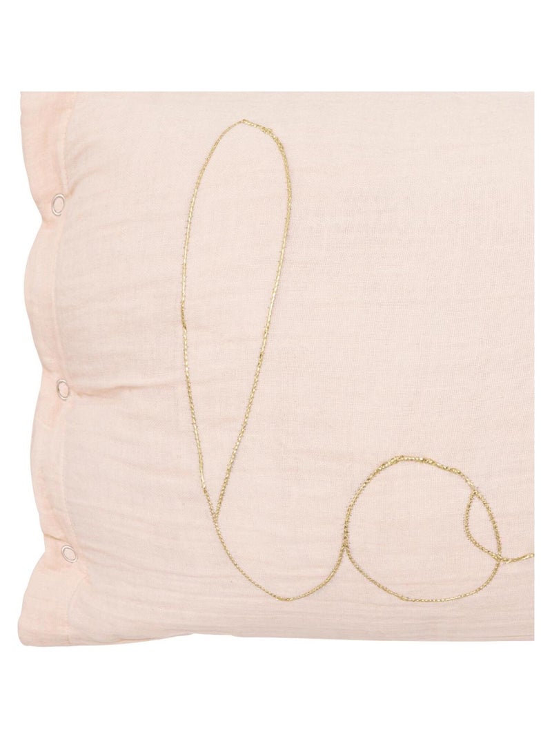 Coussin gaze de coton avec mot doux Rose clair - Kiabi