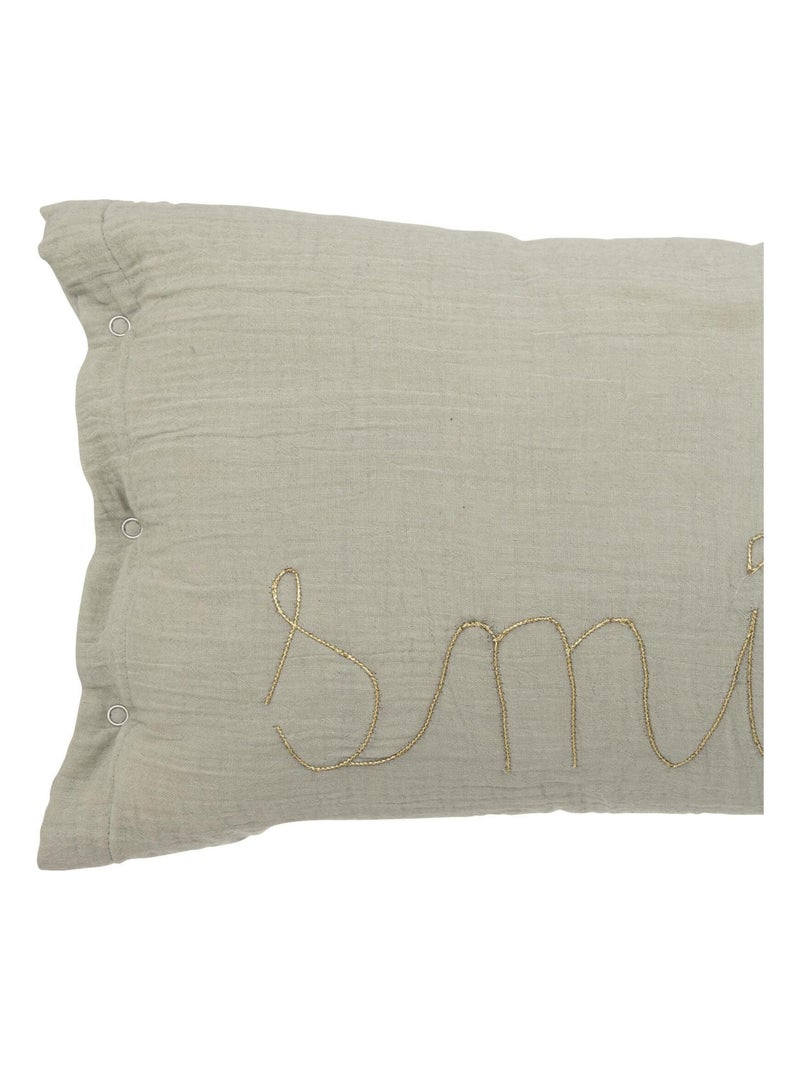 Coussin gaze de coton avec mot doux Vert - Kiabi